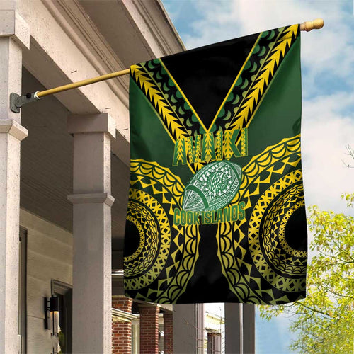Avaiki Cook Islands Rugby Garden Flag Kuki Airani Tatau Black - Aussie Hoodie