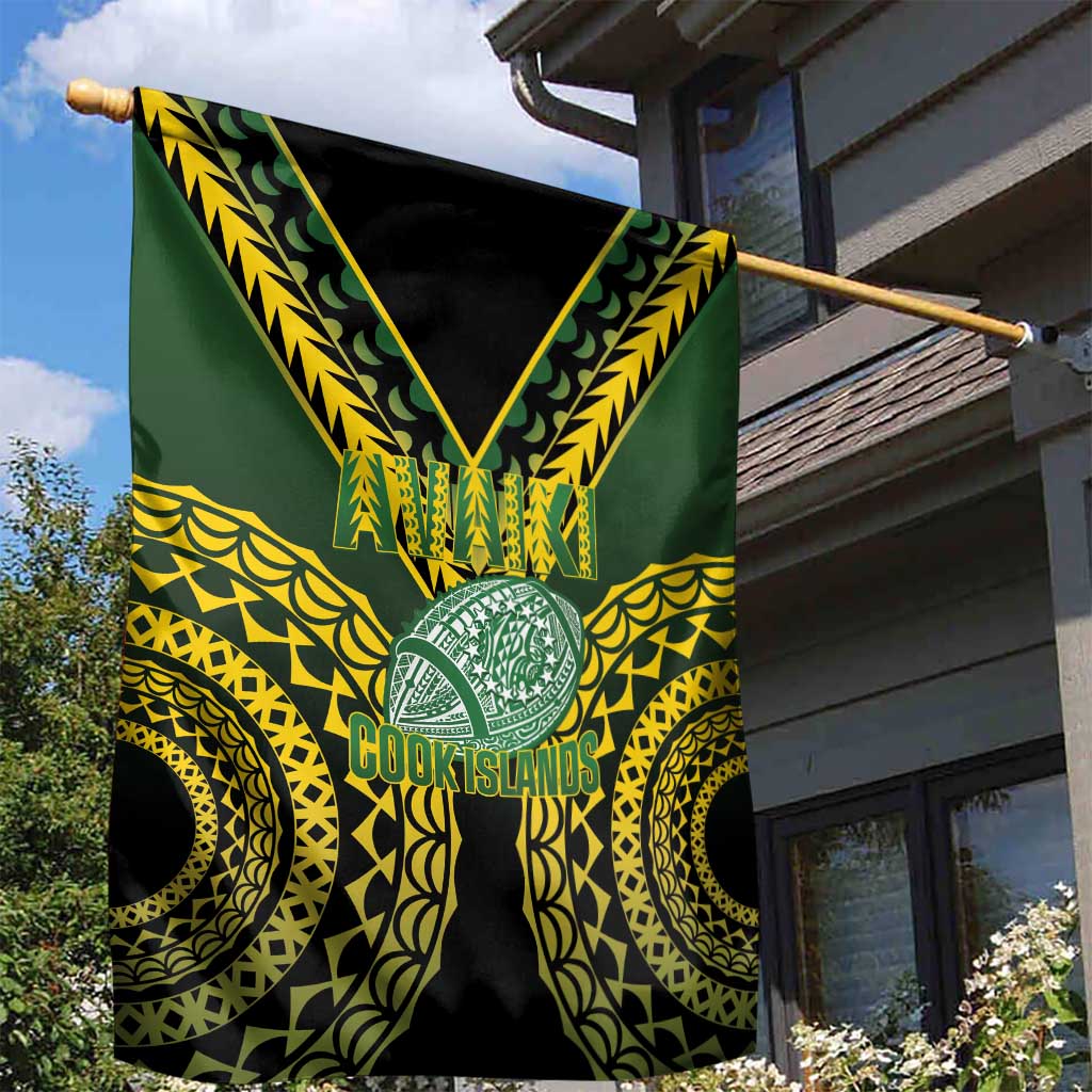Avaiki Cook Islands Rugby Garden Flag Kuki Airani Tatau Black - Aussie Hoodie