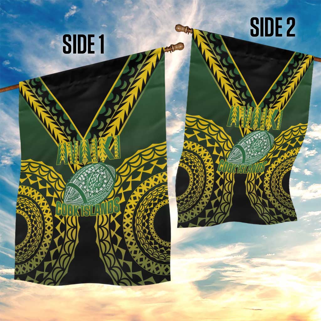 Avaiki Cook Islands Rugby Garden Flag Kuki Airani Tatau Black - Aussie Hoodie