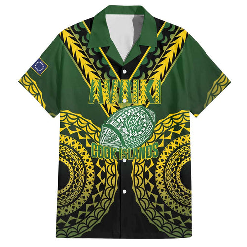 Custom Avaiki Cook Islands Rugby Hawaiian Shirt Kuki Airani Tatau Black - Aussie Hoodie