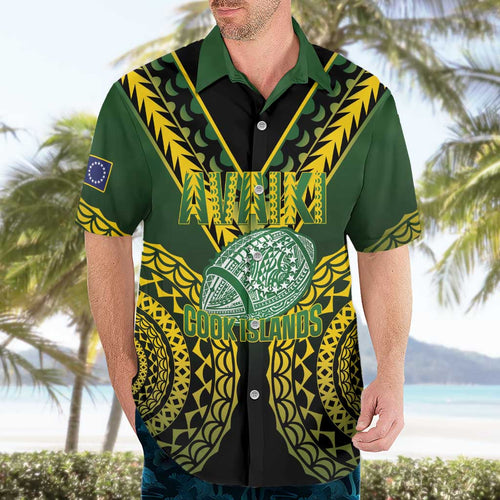 Custom Avaiki Cook Islands Rugby Hawaiian Shirt Kuki Airani Tatau Black - Aussie Hoodie