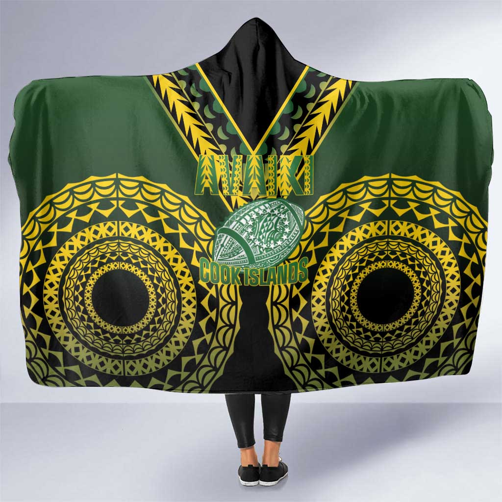 Avaiki Cook Islands Rugby Hooded Blanket Kuki Airani Tatau Black - Aussie Hoodie