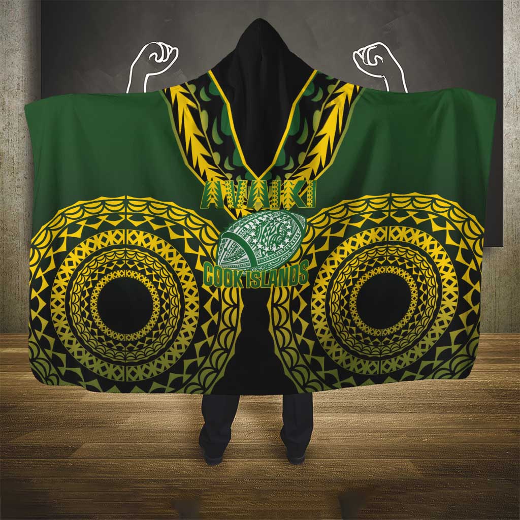 Avaiki Cook Islands Rugby Hooded Blanket Kuki Airani Tatau Black - Aussie Hoodie