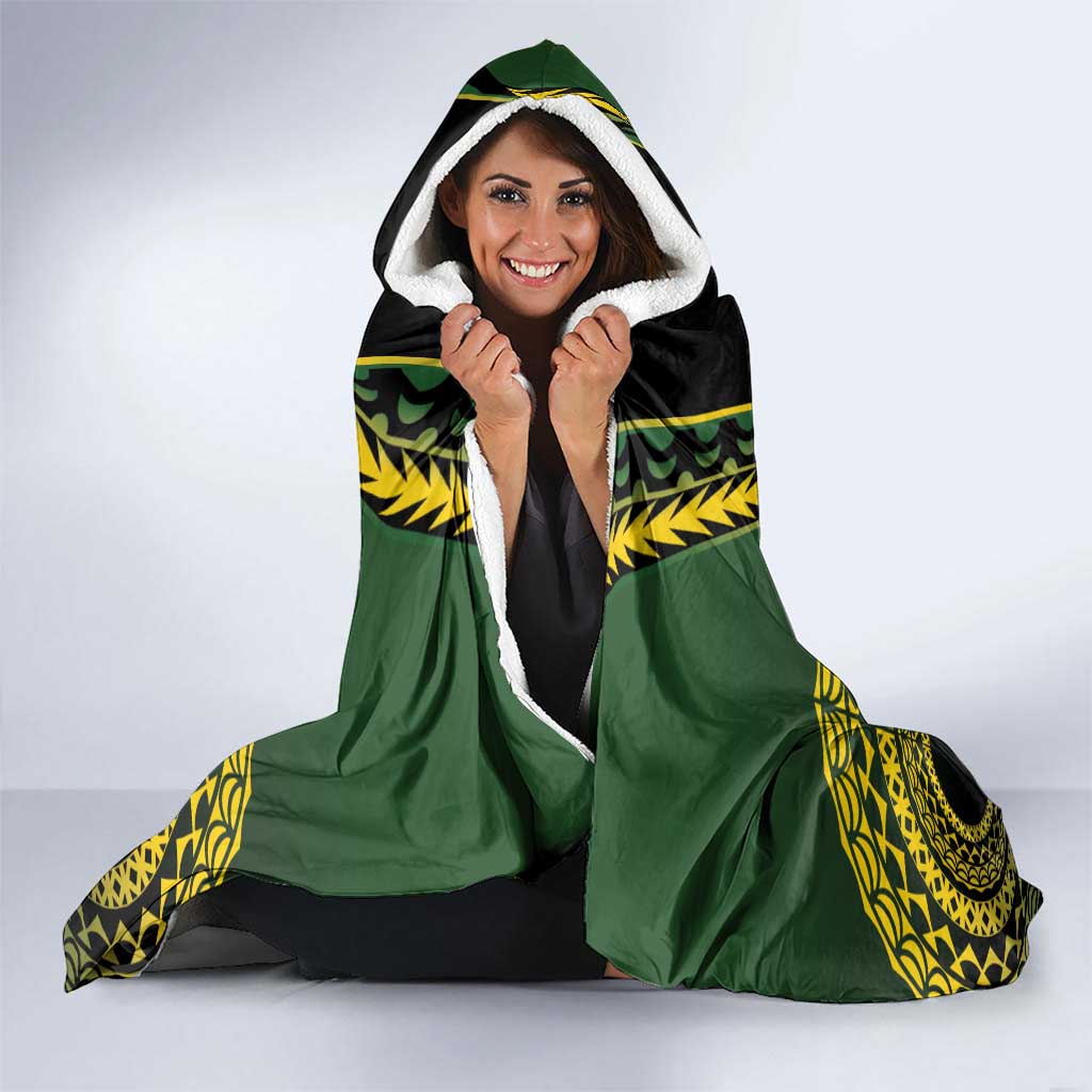 Avaiki Cook Islands Rugby Hooded Blanket Kuki Airani Tatau Black - Aussie Hoodie