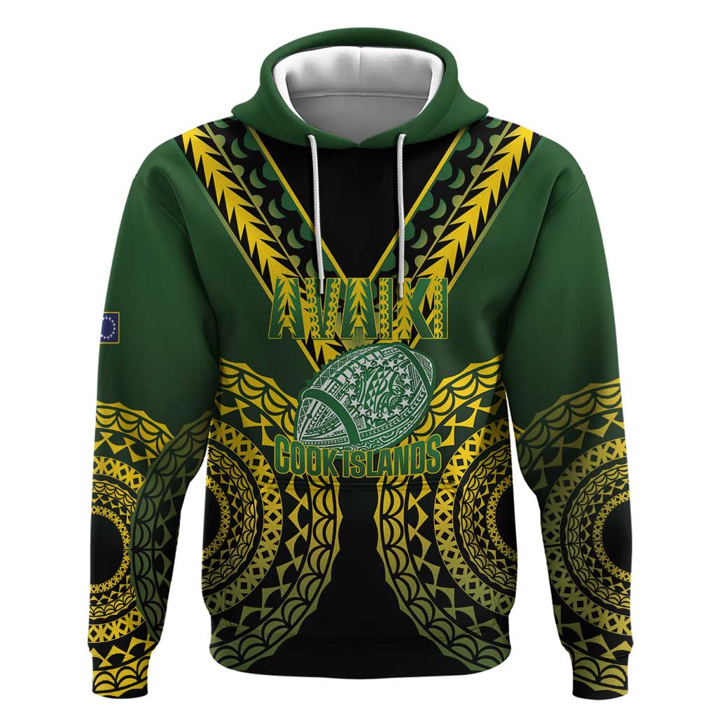 Custom Avaiki Cook Islands Rugby Hoodie Kuki Airani Tatau Black - Aussie Hoodie