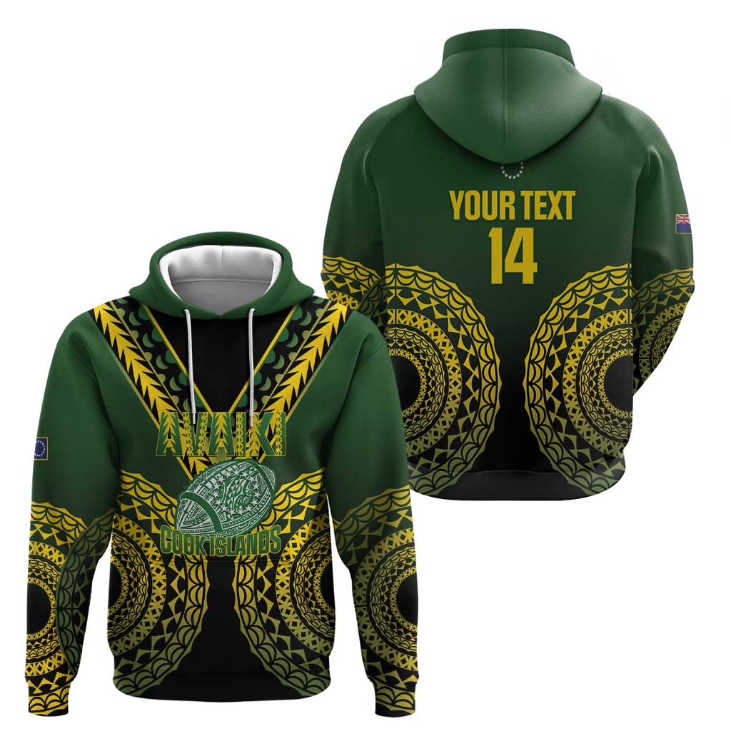 Custom Avaiki Cook Islands Rugby Hoodie Kuki Airani Tatau Black - Aussie Hoodie