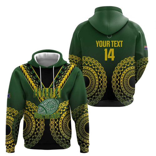 Custom Avaiki Cook Islands Rugby Hoodie Kuki Airani Tatau Black - Aussie Hoodie