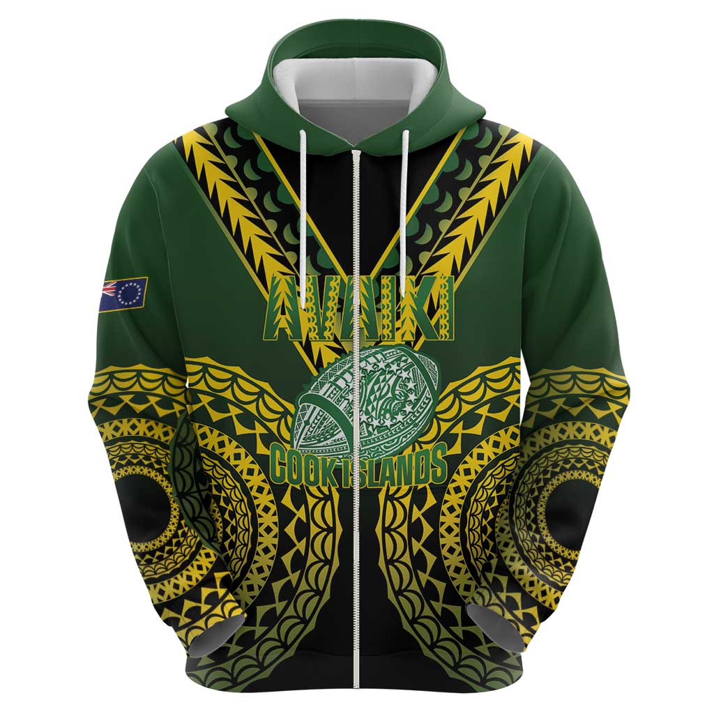 Custom Avaiki Cook Islands Rugby Hoodie Kuki Airani Tatau Black - Aussie Hoodie