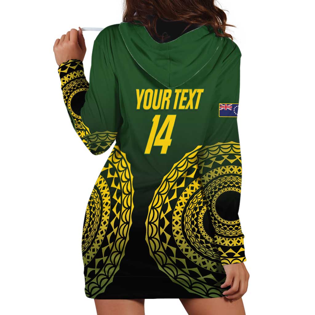 Custom Avaiki Cook Islands Rugby Hoodie Dress Kuki Airani Tatau Black - Aussie Hoodie