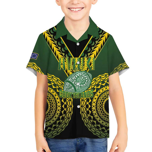 Custom Avaiki Cook Islands Rugby Kid Hawaiian Shirt Kuki Airani Tatau Black - Aussie Hoodie