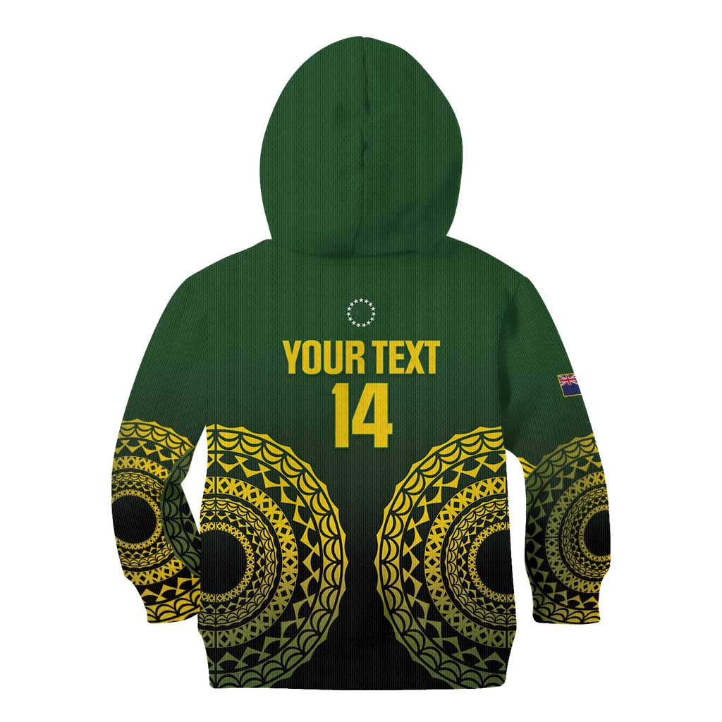 Custom Avaiki Cook Islands Rugby Kid Hoodie Kuki Airani Tatau Black - Aussie Hoodie