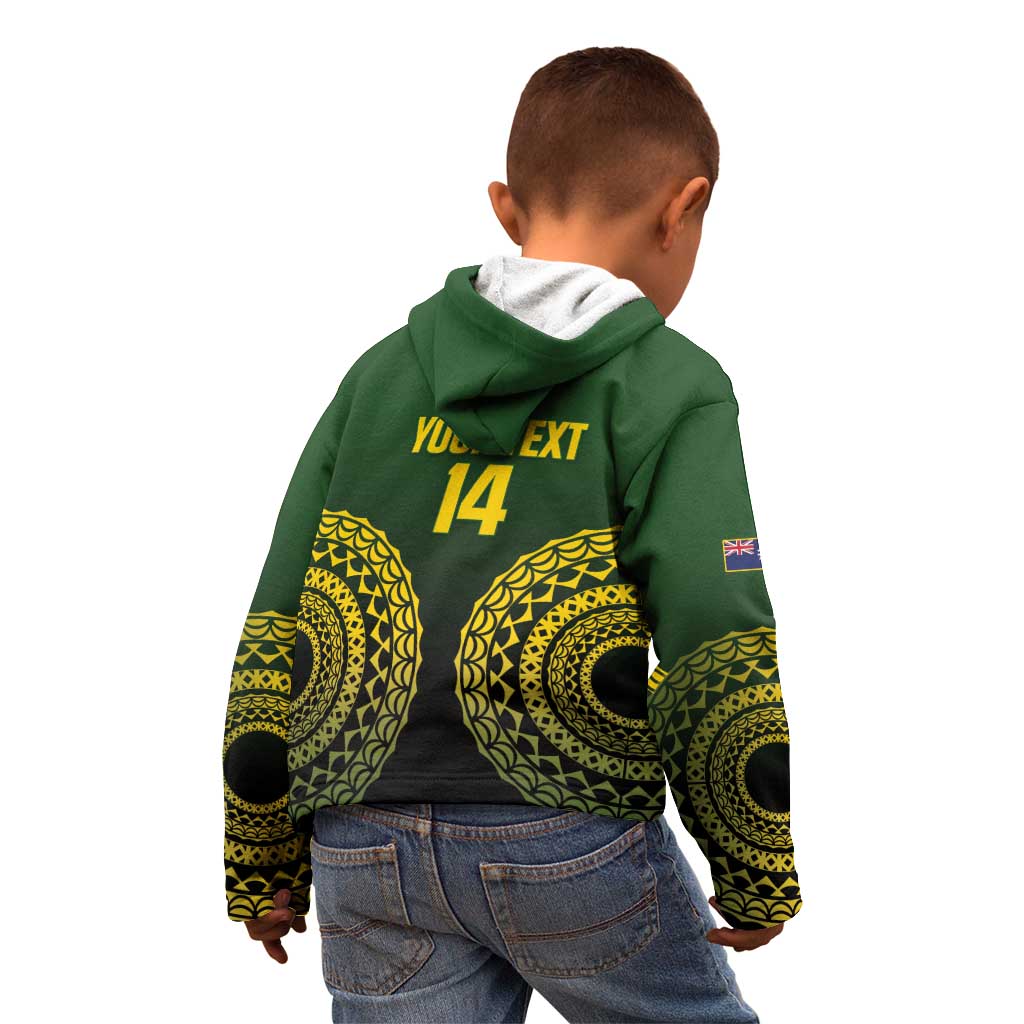 Custom Avaiki Cook Islands Rugby Kid Hoodie Kuki Airani Tatau Black - Aussie Hoodie