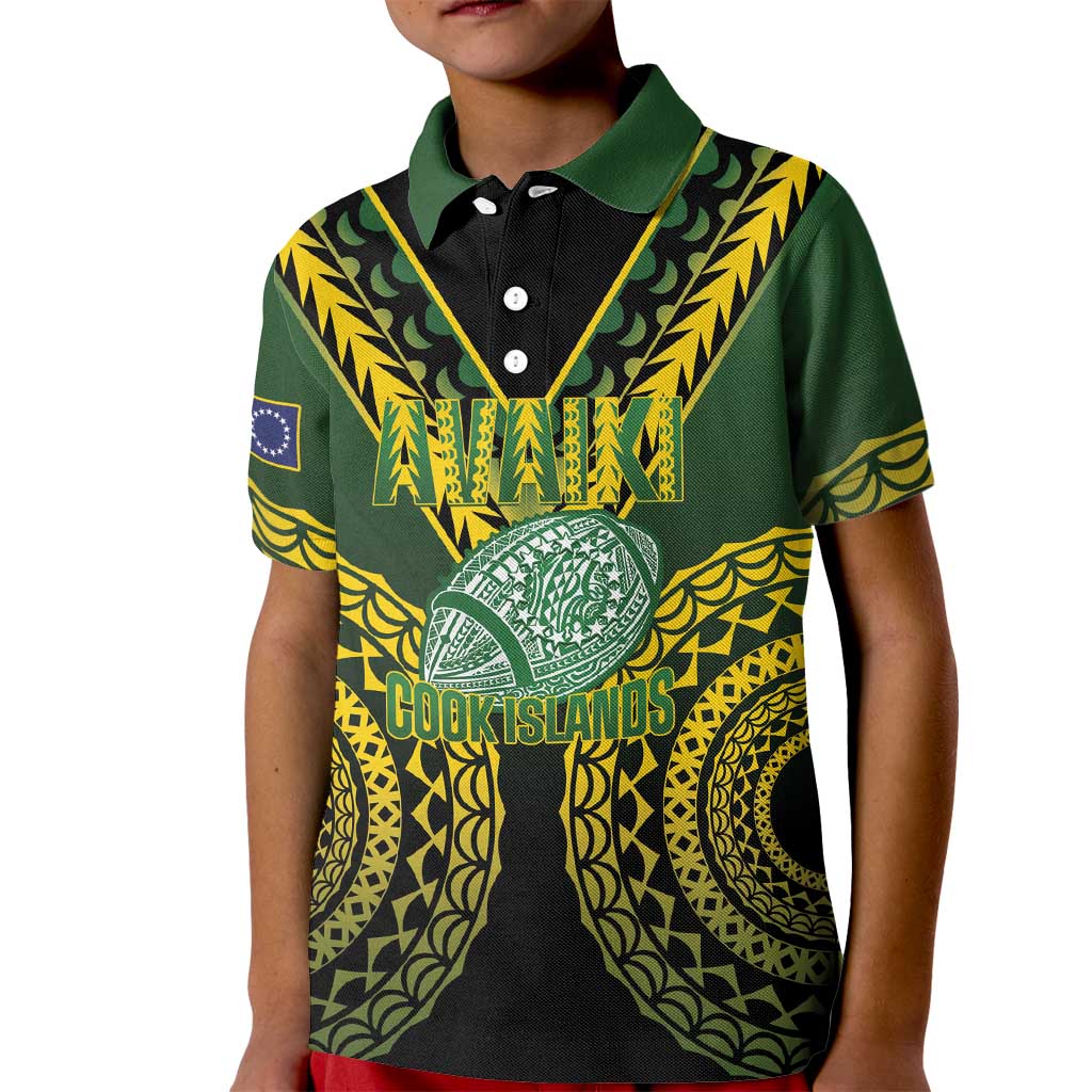 Custom Avaiki Cook Islands Rugby Kid Polo Shirt Kuki Airani Tatau Black - Aussie Hoodie