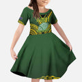 Custom Avaiki Cook Islands Rugby Kid Short Sleeve Dress Kuki Airani Tatau Black - Aussie Hoodie