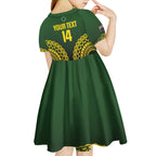 Custom Avaiki Cook Islands Rugby Kid Short Sleeve Dress Kuki Airani Tatau Black - Aussie Hoodie