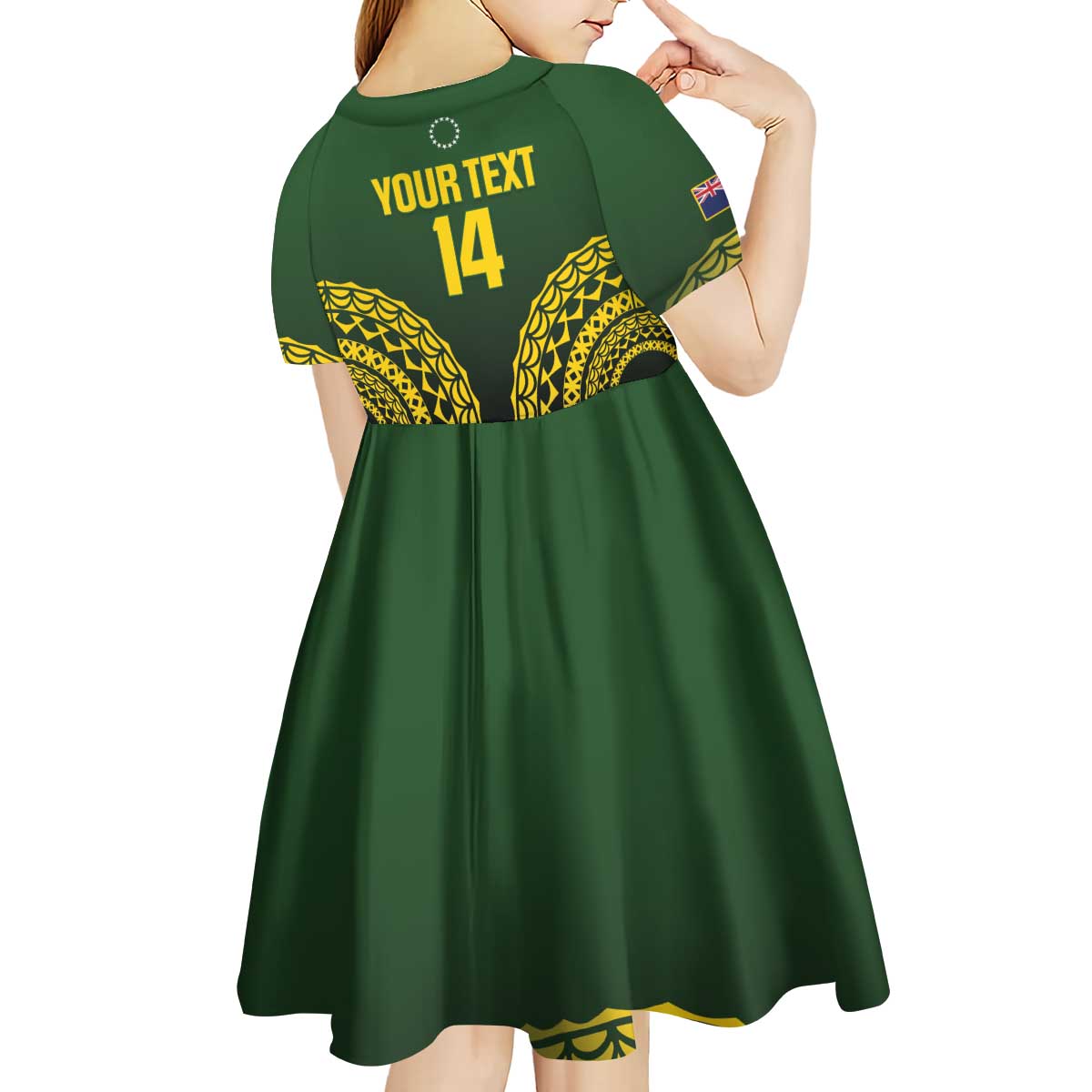 Custom Avaiki Cook Islands Rugby Kid Short Sleeve Dress Kuki Airani Tatau Black - Aussie Hoodie