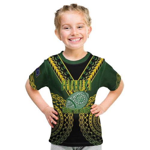 Custom Avaiki Cook Islands Rugby Kid T Shirt Kuki Airani Tatau Black - Aussie Hoodie