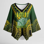 Custom Avaiki Cook Islands Rugby Kimono Sleeve Blouse Kuki Airani Tatau Black - Aussie Hoodie