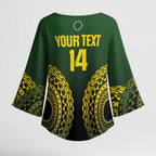 Custom Avaiki Cook Islands Rugby Kimono Sleeve Blouse Kuki Airani Tatau Black - Aussie Hoodie