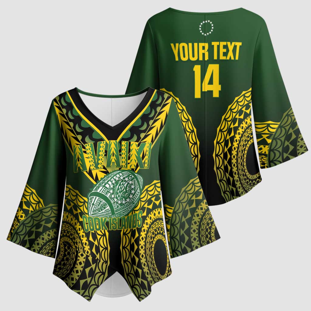 Custom Avaiki Cook Islands Rugby Kimono Sleeve Blouse Kuki Airani Tatau Black - Aussie Hoodie