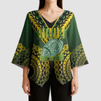 Custom Avaiki Cook Islands Rugby Kimono Sleeve Blouse Kuki Airani Tatau Black - Aussie Hoodie