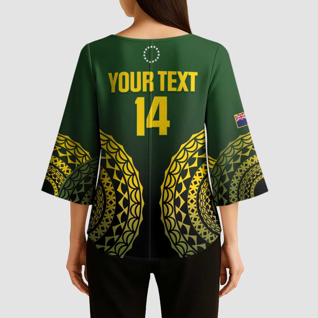 Custom Avaiki Cook Islands Rugby Kimono Sleeve Blouse Kuki Airani Tatau Black - Aussie Hoodie