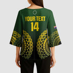 Custom Avaiki Cook Islands Rugby Kimono Sleeve Blouse Kuki Airani Tatau Black - Aussie Hoodie