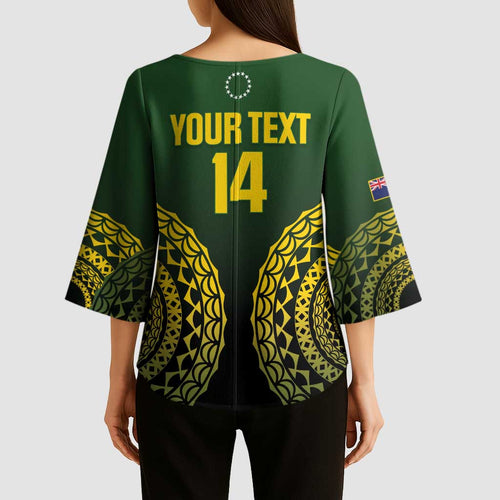 Custom Avaiki Cook Islands Rugby Kimono Sleeve Blouse Kuki Airani Tatau Black - Aussie Hoodie