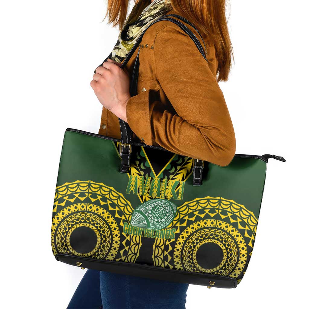 Avaiki Cook Islands Rugby Leather Tote Bag Kuki Airani Tatau Black - Aussie Hoodie
