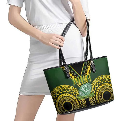 Avaiki Cook Islands Rugby Leather Tote Bag Kuki Airani Tatau Black - Aussie Hoodie