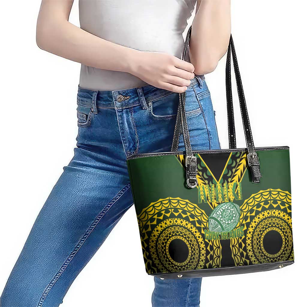 Avaiki Cook Islands Rugby Leather Tote Bag Kuki Airani Tatau Black - Aussie Hoodie