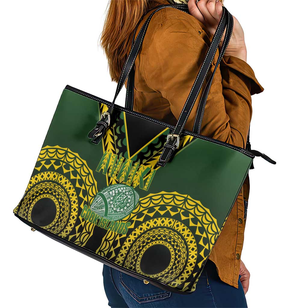 Avaiki Cook Islands Rugby Leather Tote Bag Kuki Airani Tatau Black - Aussie Hoodie