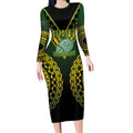 Custom Avaiki Cook Islands Rugby Long Sleeve Bodycon Dress Kuki Airani Tatau Black - Aussie Hoodie