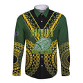 Custom Avaiki Cook Islands Rugby Long Sleeve Button Shirt Kuki Airani Tatau Black - Aussie Hoodie