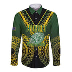 Custom Avaiki Cook Islands Rugby Long Sleeve Button Shirt Kuki Airani Tatau Black - Aussie Hoodie