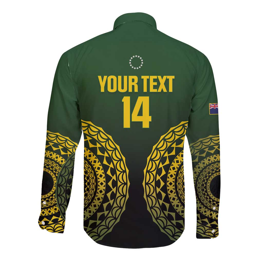 Custom Avaiki Cook Islands Rugby Long Sleeve Button Shirt Kuki Airani Tatau Black - Aussie Hoodie
