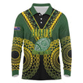 Custom Avaiki Cook Islands Rugby Long Sleeve Polo Shirt Kuki Airani Tatau Black - Aussie Hoodie
