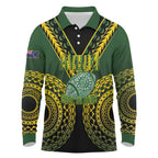Custom Avaiki Cook Islands Rugby Long Sleeve Polo Shirt Kuki Airani Tatau Black - Aussie Hoodie