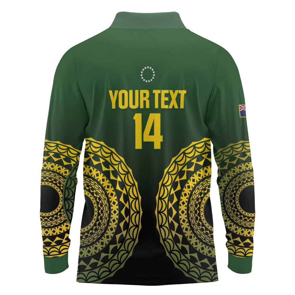 Custom Avaiki Cook Islands Rugby Long Sleeve Polo Shirt Kuki Airani Tatau Black - Aussie Hoodie