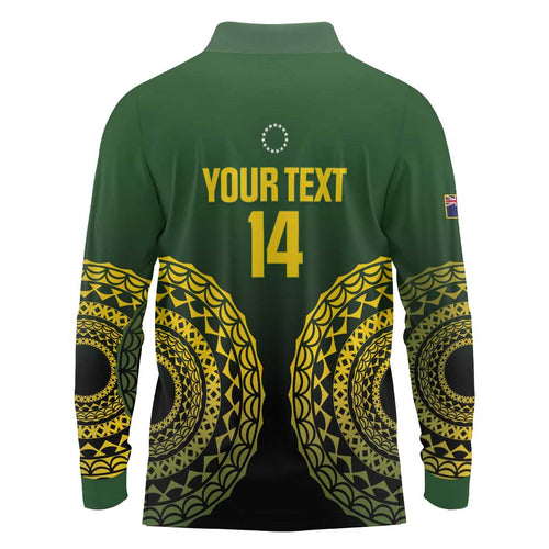 Custom Avaiki Cook Islands Rugby Long Sleeve Polo Shirt Kuki Airani Tatau Black - Aussie Hoodie