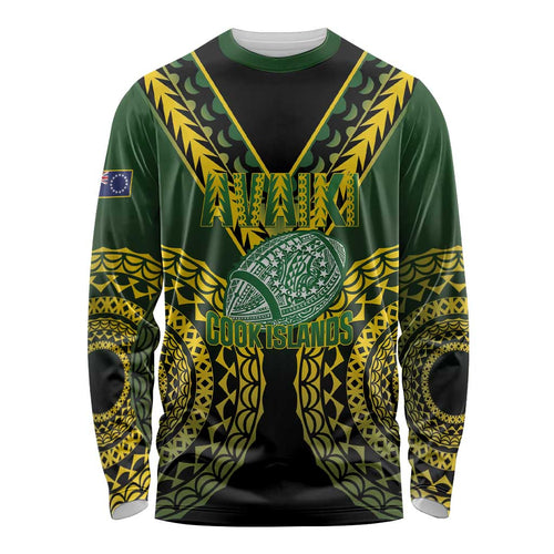 Custom Avaiki Cook Islands Rugby Long Sleeve Shirt Kuki Airani Tatau Black - Aussie Hoodie