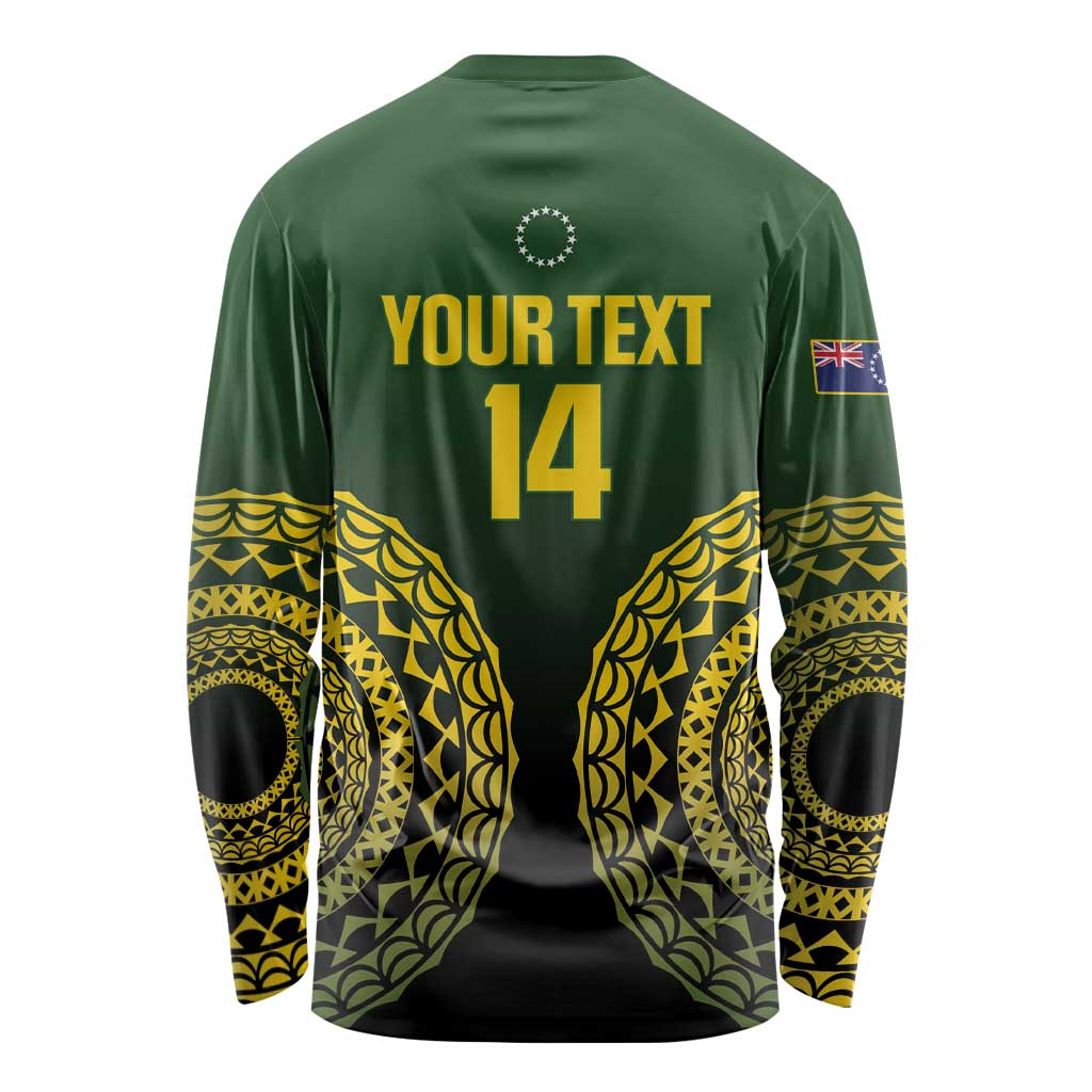 Custom Avaiki Cook Islands Rugby Long Sleeve Shirt Kuki Airani Tatau Black - Aussie Hoodie