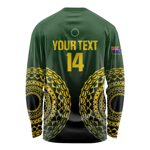 Custom Avaiki Cook Islands Rugby Long Sleeve Shirt Kuki Airani Tatau Black - Aussie Hoodie