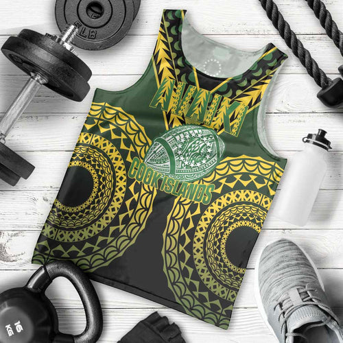 Custom Avaiki Cook Islands Rugby Men Tank Top Kuki Airani Tatau Black - Aussie Hoodie