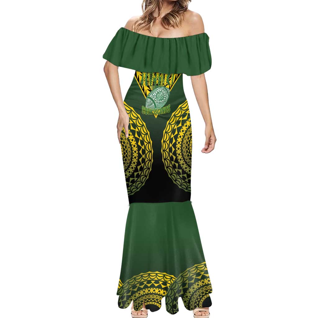 Custom Avaiki Cook Islands Rugby Mermaid Dress Kuki Airani Tatau Black - Aussie Hoodie