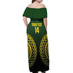 Custom Avaiki Cook Islands Rugby Off Shoulder Maxi Dress Kuki Airani Tatau Black - Aussie Hoodie