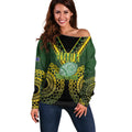 Custom Avaiki Cook Islands Rugby Off Shoulder Sweater Kuki Airani Tatau Black - Aussie Hoodie