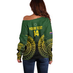 Custom Avaiki Cook Islands Rugby Off Shoulder Sweater Kuki Airani Tatau Black - Aussie Hoodie