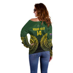 Custom Avaiki Cook Islands Rugby Off Shoulder Sweater Kuki Airani Tatau Black - Aussie Hoodie