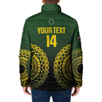Custom Avaiki Cook Islands Rugby Padded Jacket Kuki Airani Tatau Black - Aussie Hoodie